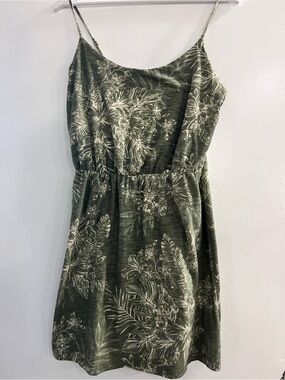 Old Navy Olive Green Floral Midi Dress